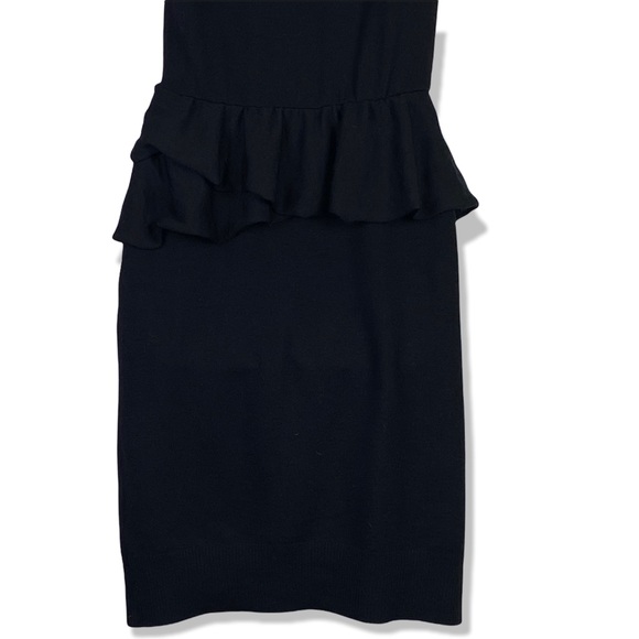 MOSCHINO Faux Wrap Ruffle Wool Black Midi knit Dress Size US 8 GB10 F38 - Picture 8 of 14